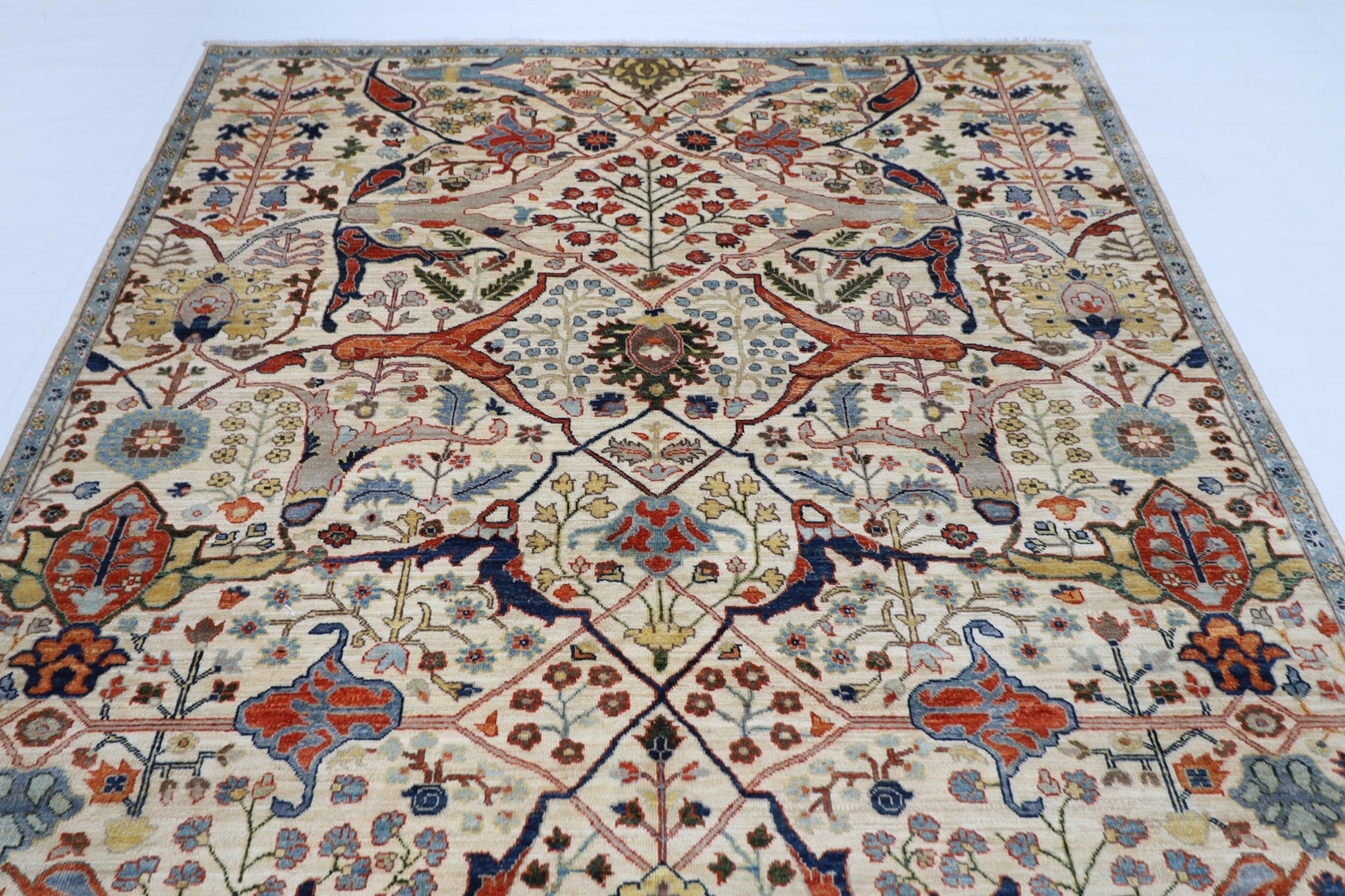 201 x 298 cm | Bidjar Beige Area Rug Afghan Hand Knotted veg Dye Wool carpet - ART WOOL CARPET