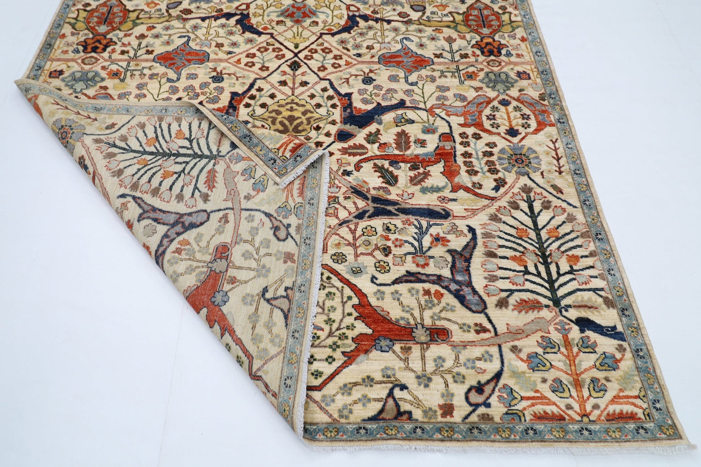 201 x 298 cm | Bidjar Beige Area Rug Afghan Hand Knotted veg Dye Wool carpet - ART WOOL CARPET