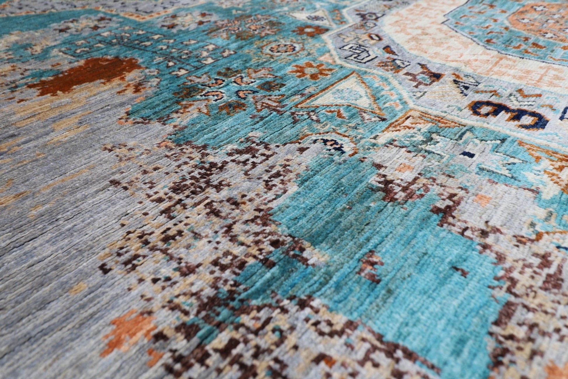 201 x 300 cm | Mamluk Abstract Area Rug Afghan Hand Knotted veg Dye Wool carpet - ART WOOL CARPET