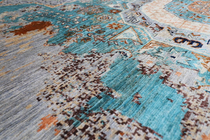201 x 300 cm | Mamluk Abstract Area Rug Afghan Hand Knotted veg Dye Wool carpet - ART WOOL CARPET