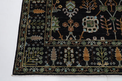 202 x 301 cm | Sultani Black Area Rug Afghan Hand Knotted veg Dye Wool carpet - ART WOOL CARPET