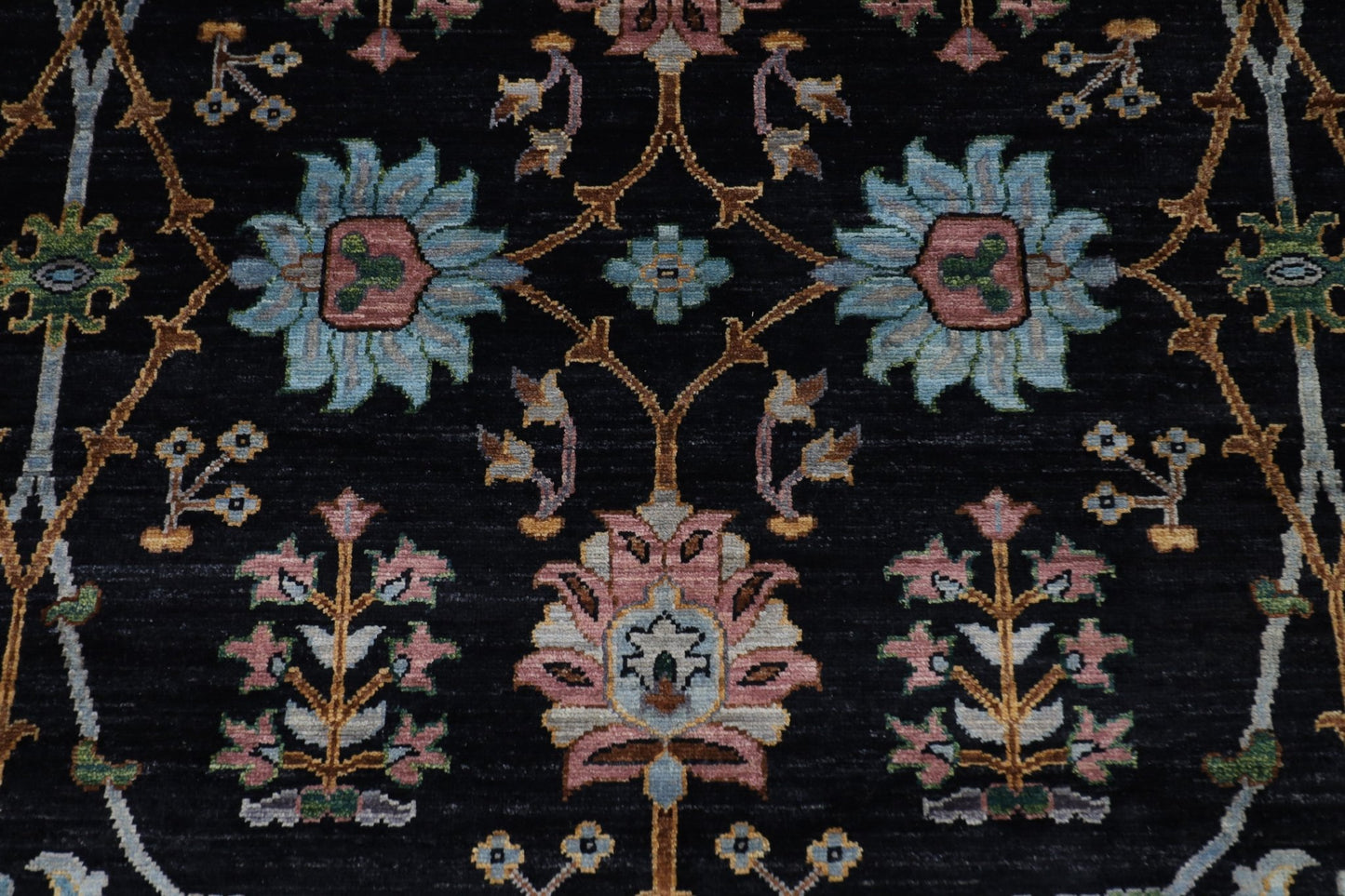 202 x 301 cm | Sultani Black Area Rug Afghan Hand Knotted veg Dye Wool carpet - ART WOOL CARPET