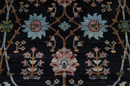 202 x 301 cm | Sultani Black Area Rug Afghan Hand Knotted veg Dye Wool carpet - ART WOOL CARPET