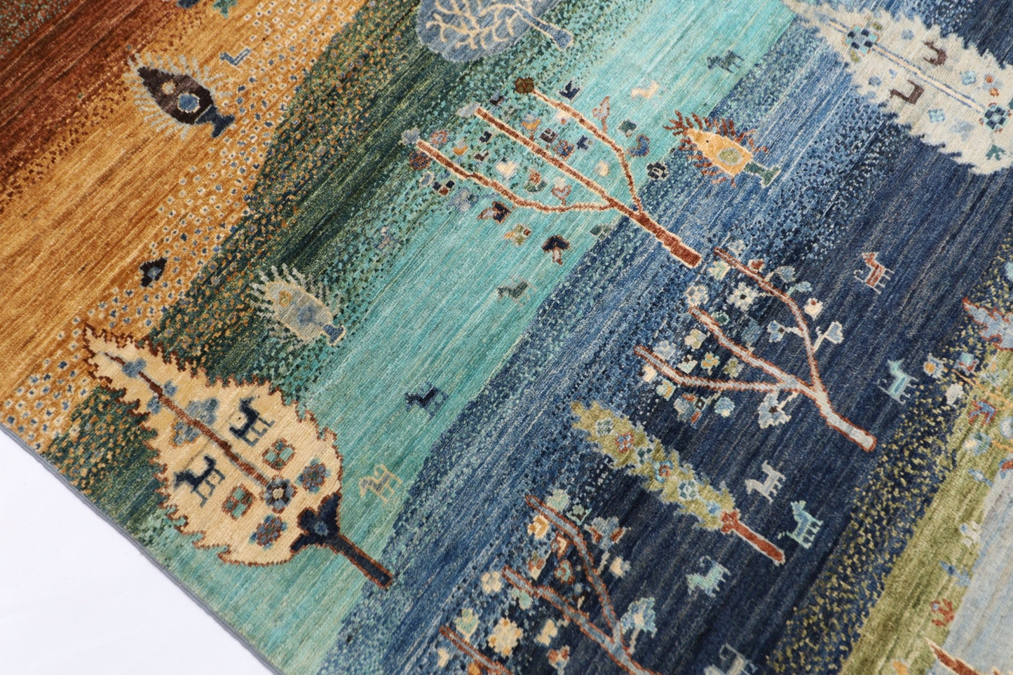 202 x 303 cm | Tree of life Area Rug Afghan Hand Knotted veg Dye Wool carpet - ART WOOL CARPET