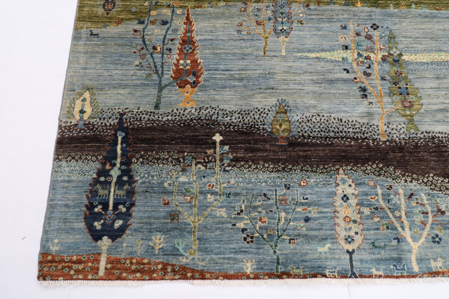 202 x 303 cm | Tree of life Area Rug Afghan Hand Knotted veg Dye Wool carpet - ART WOOL CARPET