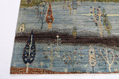 202 x 303 cm | Tree of life Area Rug Afghan Hand Knotted veg Dye Wool carpet - ART WOOL CARPET