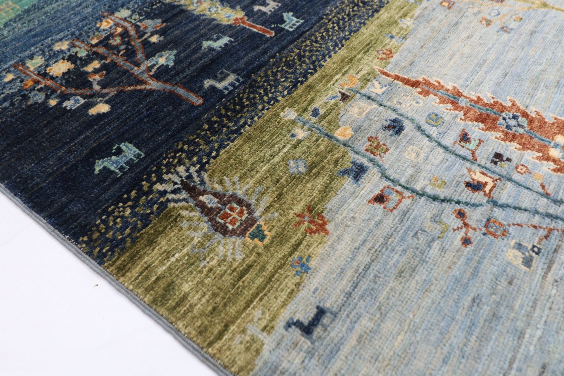 202 x 303 cm | Tree of life Area Rug Afghan Hand Knotted veg Dye Wool carpet - ART WOOL CARPET