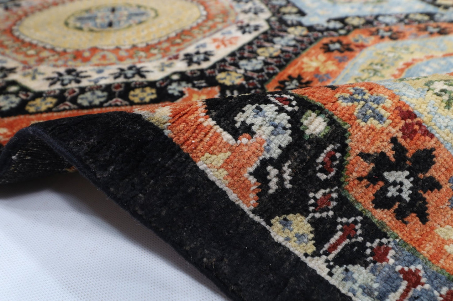 203 x 299 cm | Mamluk Area Rug Afghan Hand Knotted veg Dye Wool carpet - ART WOOL CARPET