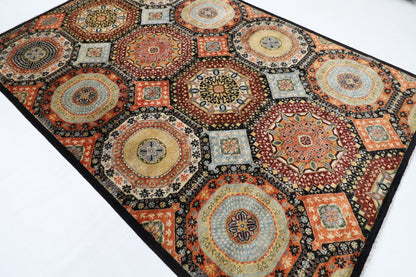 203 x 299 cm | Mamluk Area Rug Afghan Hand Knotted veg Dye Wool carpet - ART WOOL CARPET