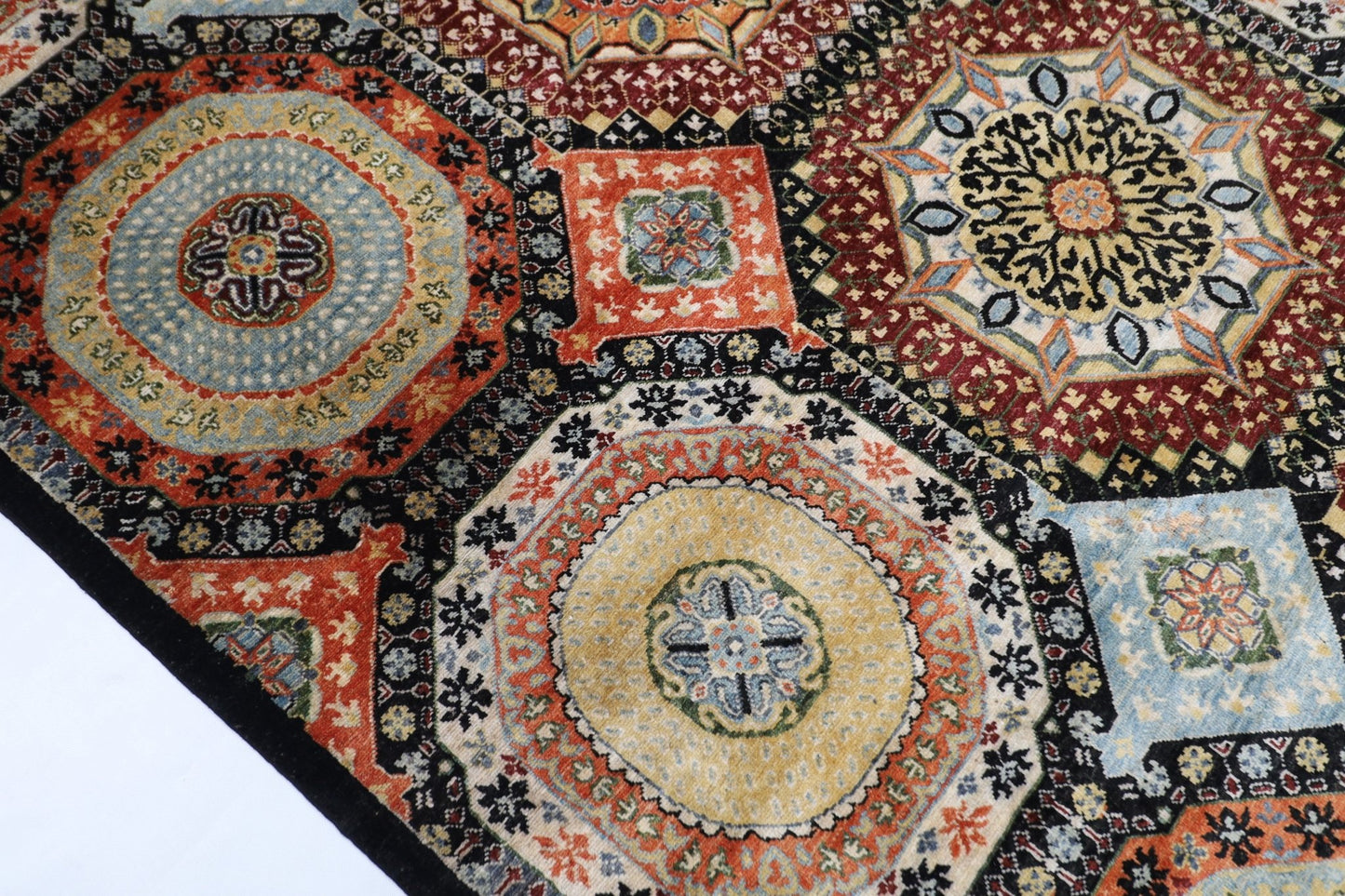 203 x 299 cm | Mamluk Area Rug Afghan Hand Knotted veg Dye Wool carpet - ART WOOL CARPET