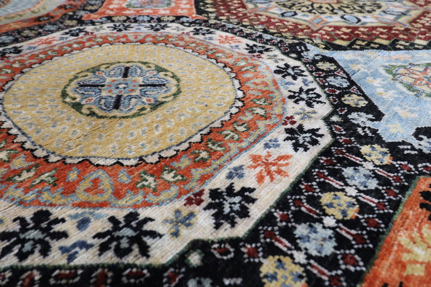 203 x 299 cm | Mamluk Area Rug Afghan Hand Knotted veg Dye Wool carpet - ART WOOL CARPET