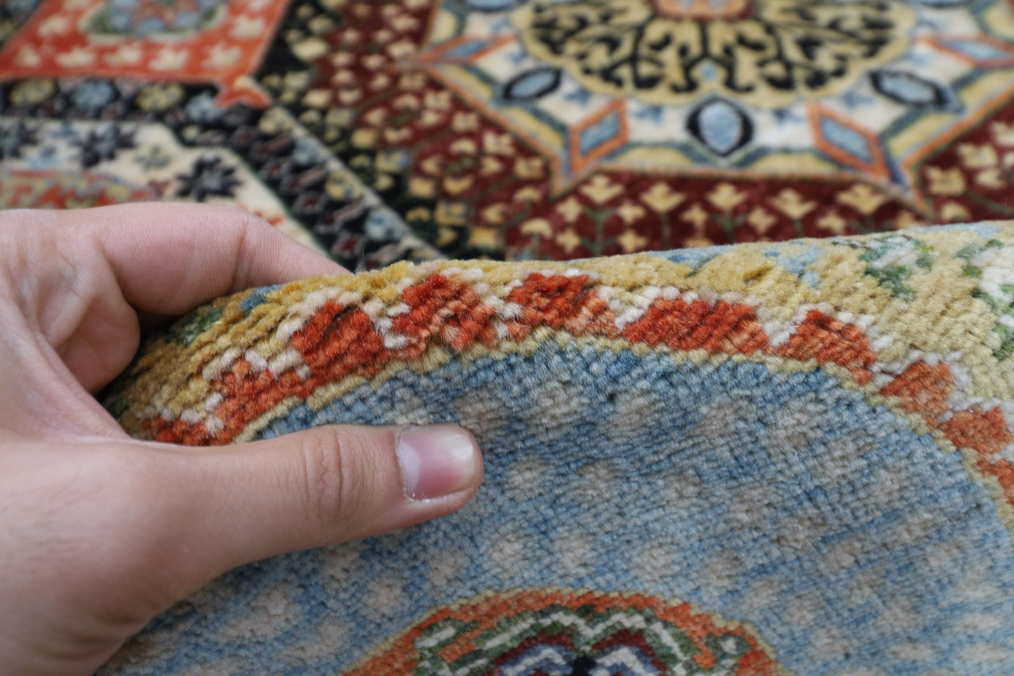 203 x 299 cm | Mamluk Area Rug Afghan Hand Knotted veg Dye Wool carpet - ART WOOL CARPET