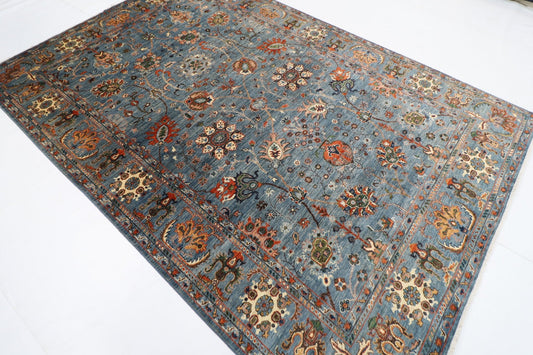 203 x 299 cm | Traditional Floral Area Rug Afghan Hand Knotted veg Dye Wool carpet - ART WOOL CARPET