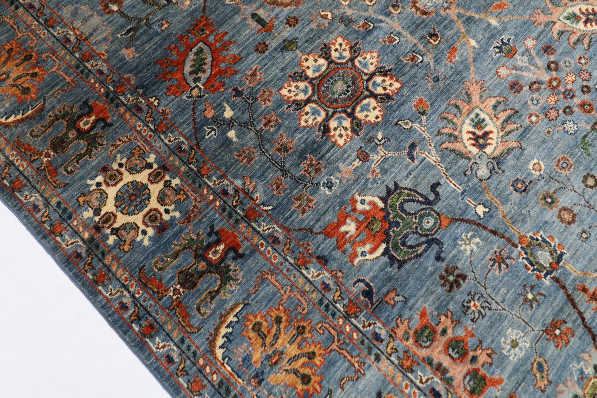 203 x 299 cm | Traditional Floral Area Rug Afghan Hand Knotted veg Dye Wool carpet - ART WOOL CARPET