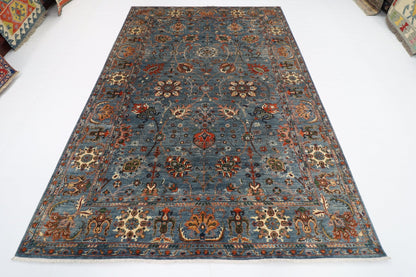 203 x 299 cm | Traditional Floral Area Rug Afghan Hand Knotted veg Dye Wool carpet - ART WOOL CARPET
