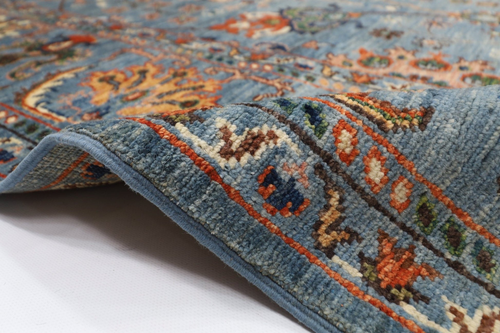 203 x 299 cm | Traditional Floral Area Rug Afghan Hand Knotted veg Dye Wool carpet - ART WOOL CARPET