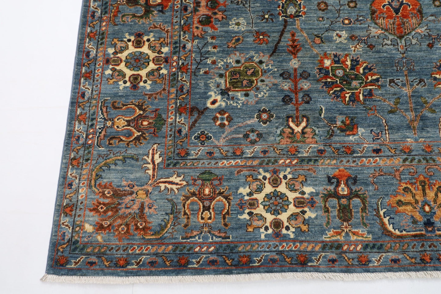 203 x 299 cm | Traditional Floral Area Rug Afghan Hand Knotted veg Dye Wool carpet - ART WOOL CARPET