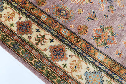 203 x 307 cm | kazak Pink Area Rug Afghan Hand Knotted veg Dye Wool carpet - ART WOOL CARPET