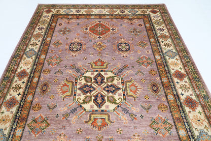 203 x 307 cm | kazak Pink Area Rug Afghan Hand Knotted veg Dye Wool carpet - ART WOOL CARPET