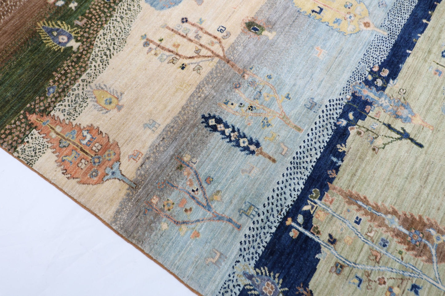 204 x 294 cm | Tree of life Area Rug Afghan Hand Knotted veg Dye Wool carpet - ART WOOL CARPET