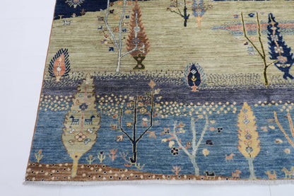204 x 294 cm | Tree of life Area Rug Afghan Hand Knotted veg Dye Wool carpet - ART WOOL CARPET