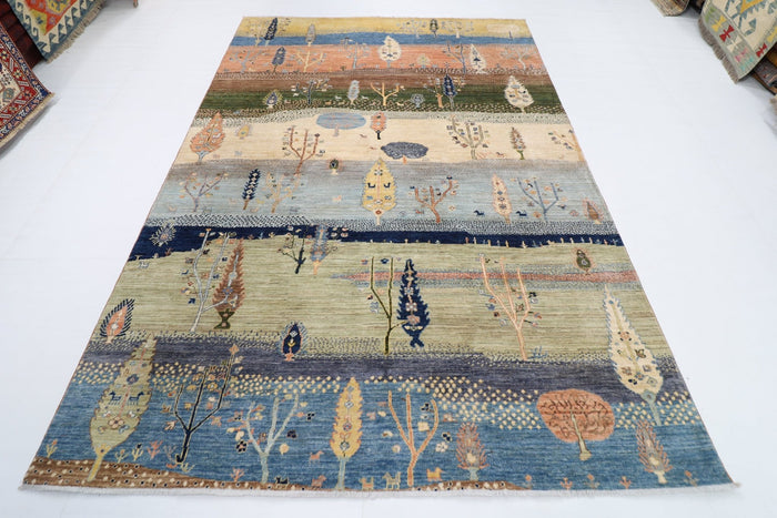 204 x 294 cm | Tree of life Area Rug Afghan Hand Knotted veg Dye Wool carpet