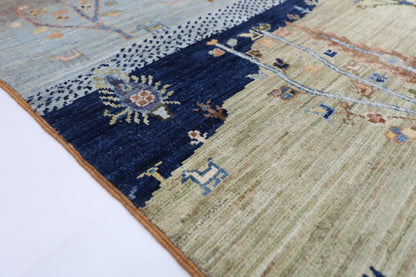 204 x 294 cm | Tree of life Area Rug Afghan Hand Knotted veg Dye Wool carpet - ART WOOL CARPET