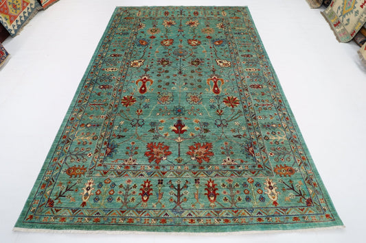 205 x 302 cm | Floral Tribal Area Rug Afghan Hand Knotted veg Dye Wool carpet - ART WOOL CARPET