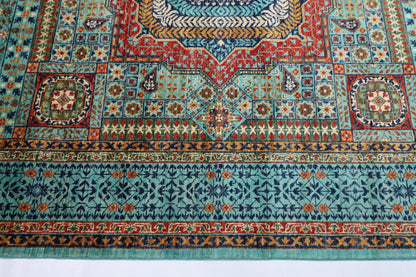207 x 300 cm | Mamluk Area Rug Afghan Hand Knotted veg Dye Wool carpet - ART WOOL CARPET