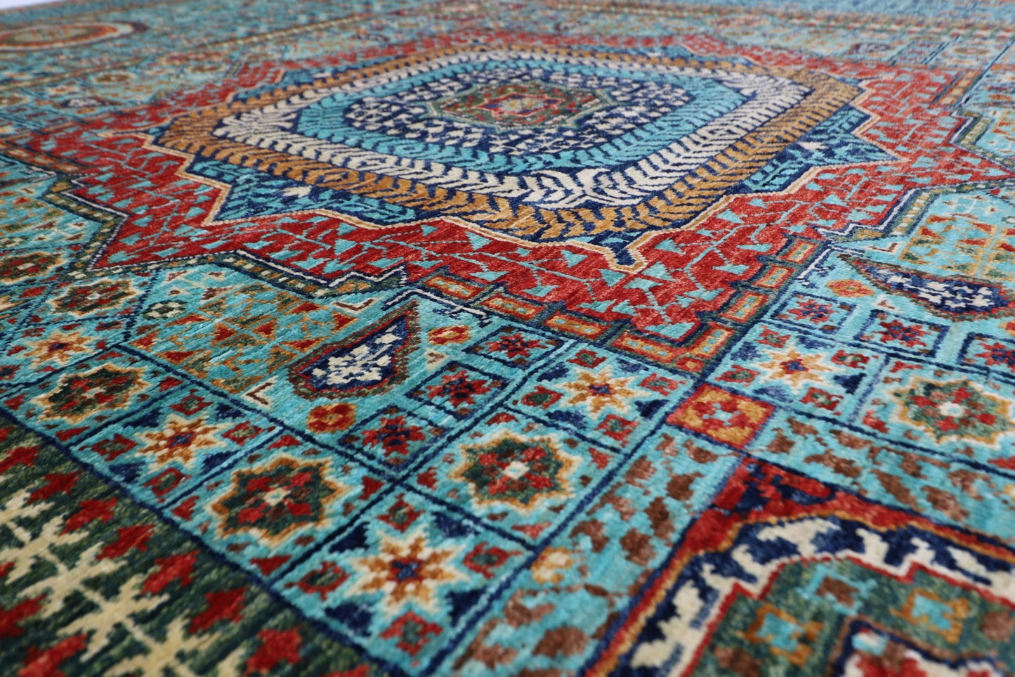207 x 300 cm | Mamluk Area Rug Afghan Hand Knotted veg Dye Wool carpet - ART WOOL CARPET
