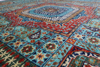 207 x 300 cm | Mamluk Area Rug Afghan Hand Knotted veg Dye Wool carpet - ART WOOL CARPET