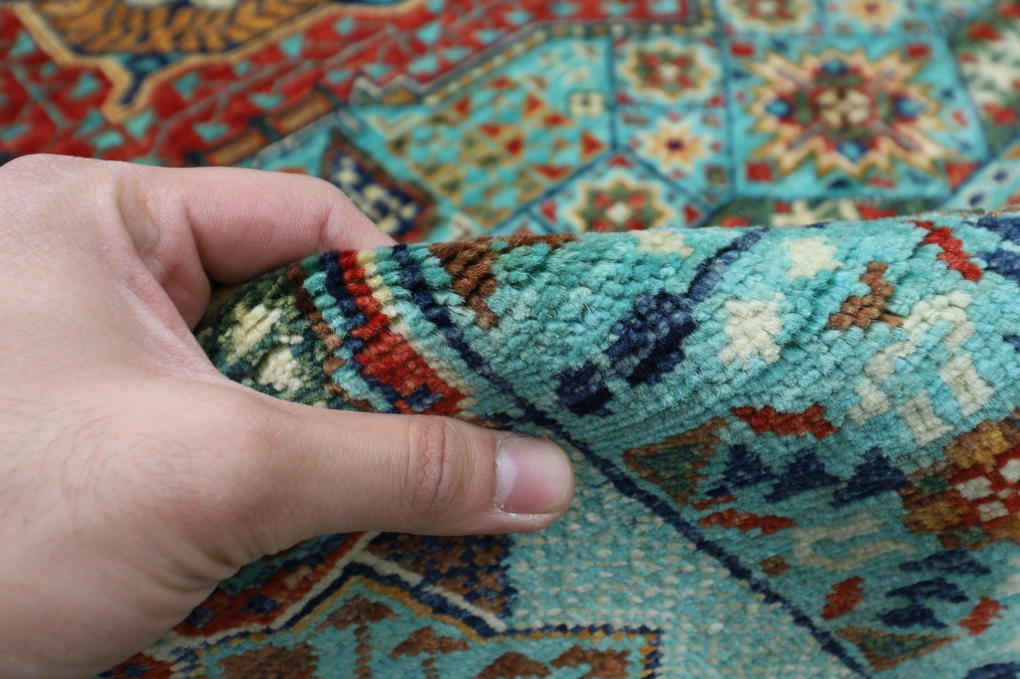 207 x 300 cm | Mamluk Area Rug Afghan Hand Knotted veg Dye Wool carpet - ART WOOL CARPET