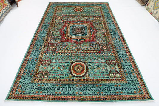 207 x 300 cm | Mamluk Area Rug Afghan Hand Knotted veg Dye Wool carpet - ART WOOL CARPET