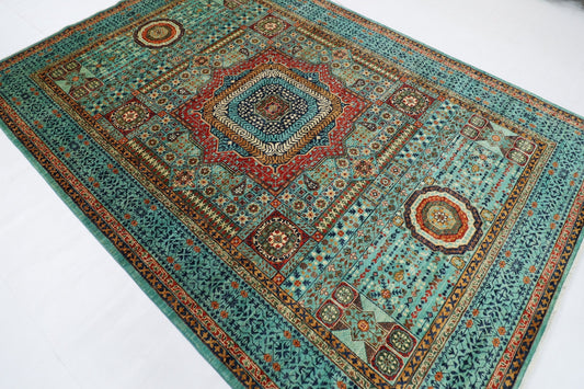 207 x 300 cm | Mamluk Area Rug Afghan Hand Knotted veg Dye Wool carpet - ART WOOL CARPET