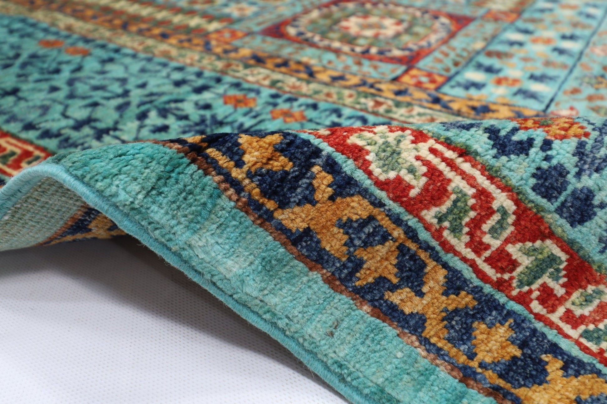 207 x 300 cm | Mamluk Area Rug Afghan Hand Knotted veg Dye Wool carpet - ART WOOL CARPET
