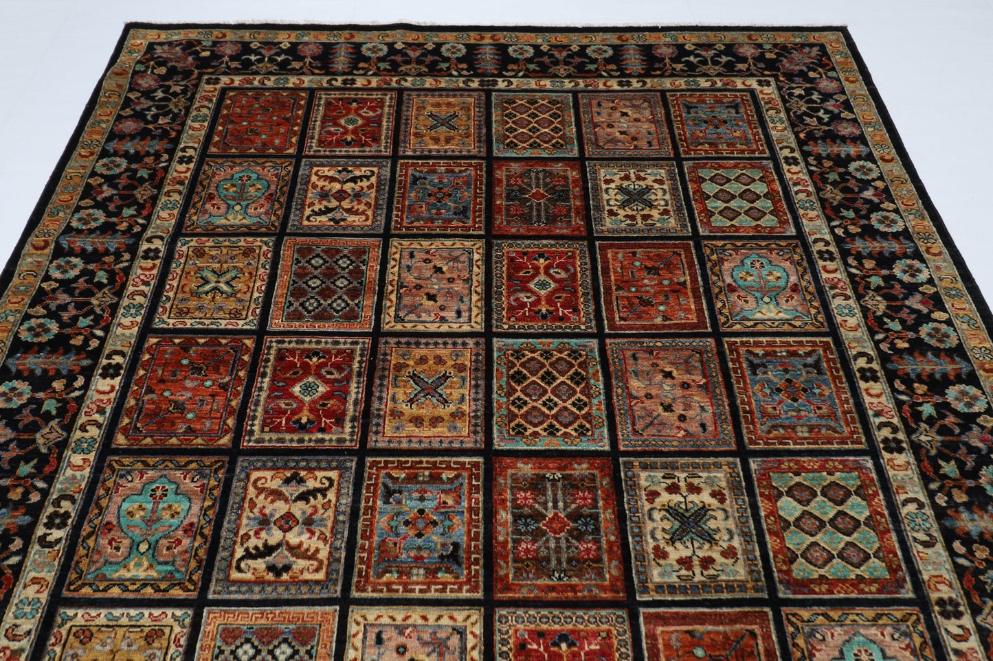 207 x 301 cm | Tribal Geometric Area Rug Afghan Hand Knotted veg Dye Wool carpet - ART WOOL CARPET