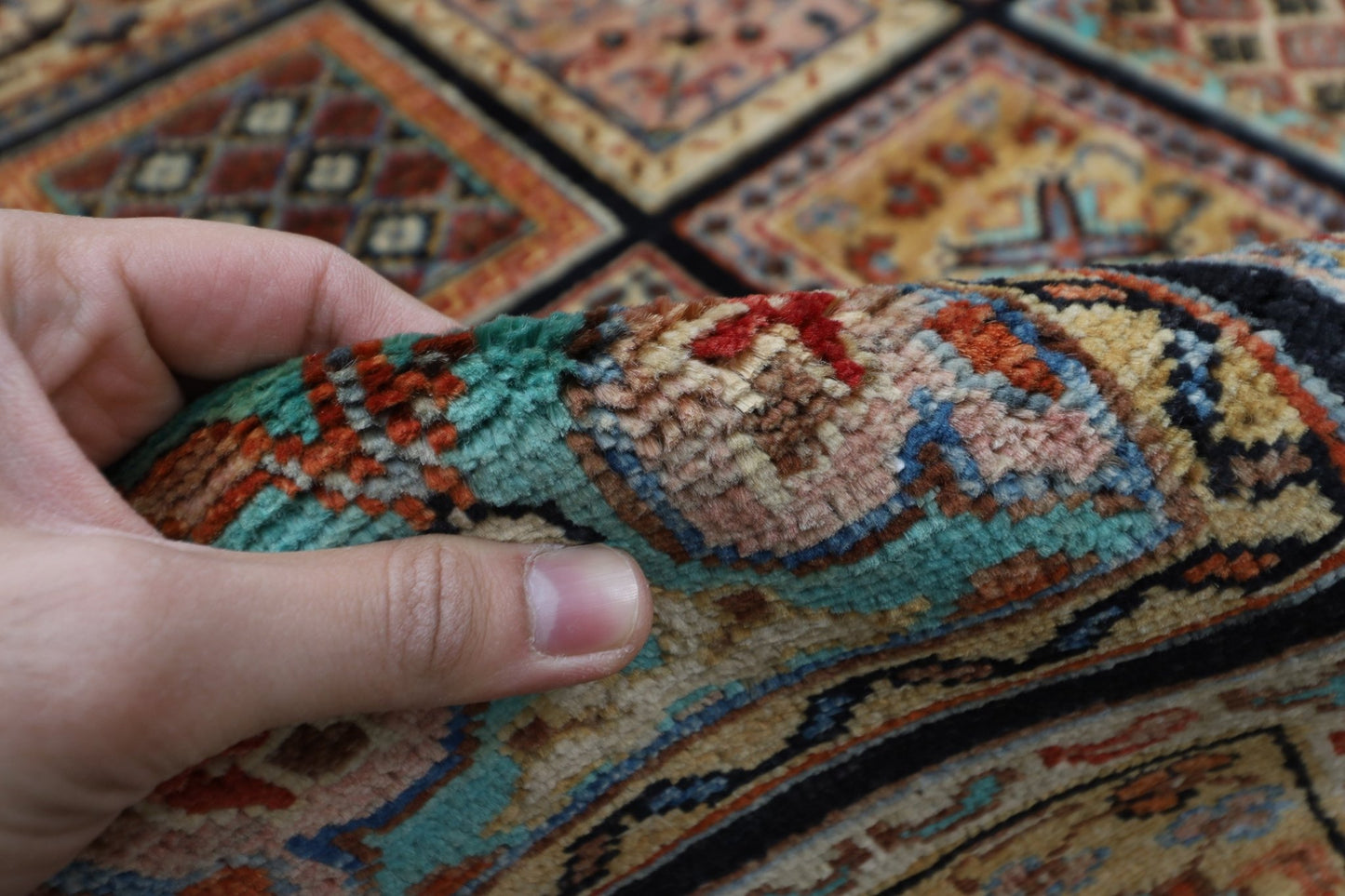 207 x 301 cm | Tribal Geometric Area Rug Afghan Hand Knotted veg Dye Wool carpet - ART WOOL CARPET