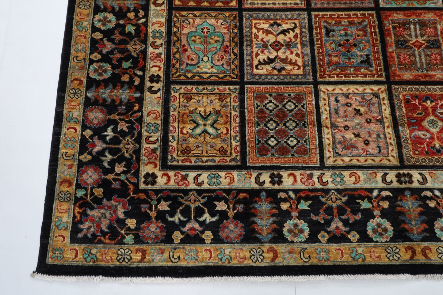207 x 301 cm | Tribal Geometric Area Rug Afghan Hand Knotted veg Dye Wool carpet - ART WOOL CARPET