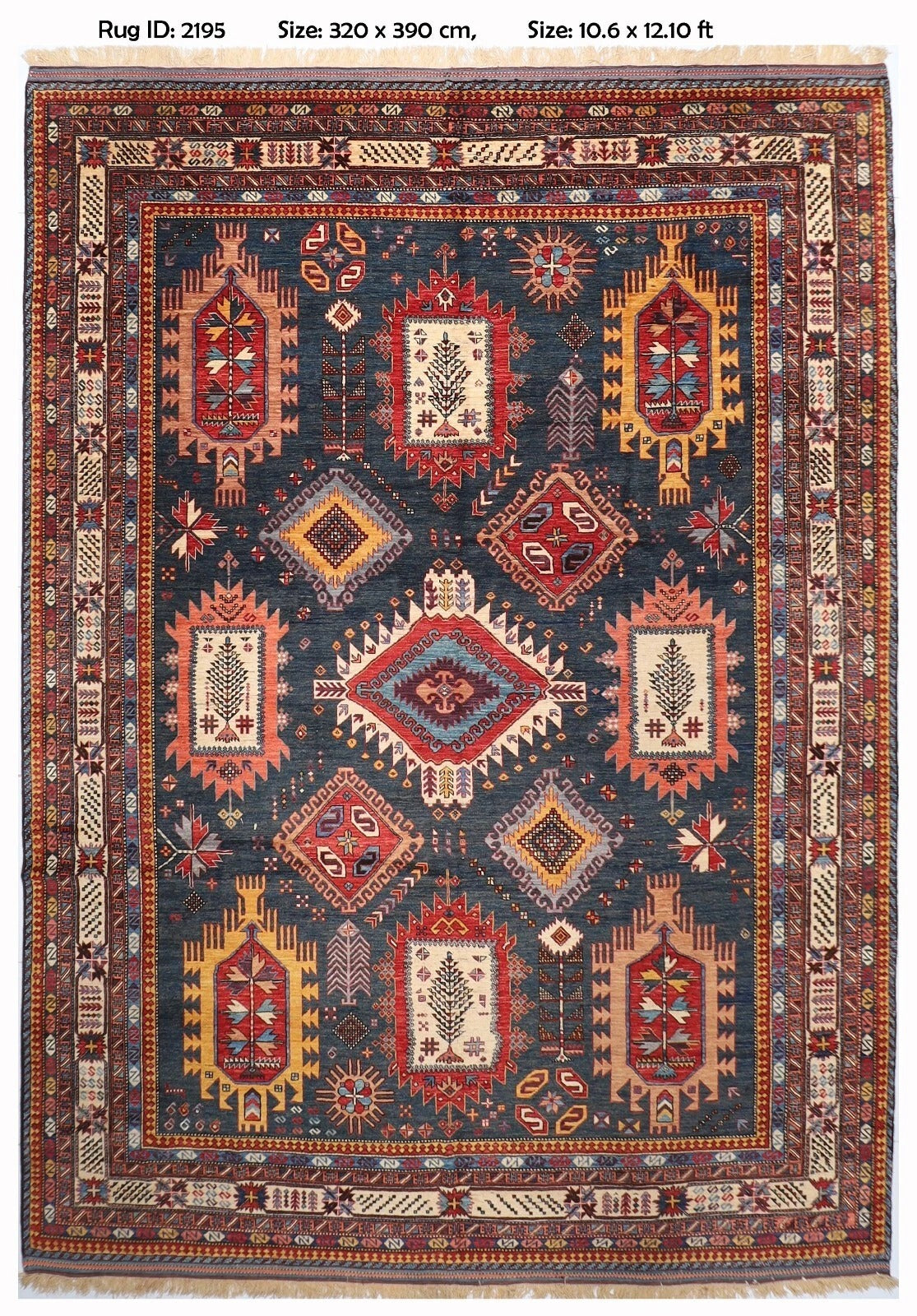 320 x 390 cm | Waziri Afghan Tribal Hand Knotted Carpet