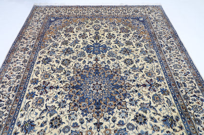 223 x 350 cm | Vintage 1990s Oriental Beige Area Rug Afghan Hand Knotted Wool carpet - ART WOOL CARPET
