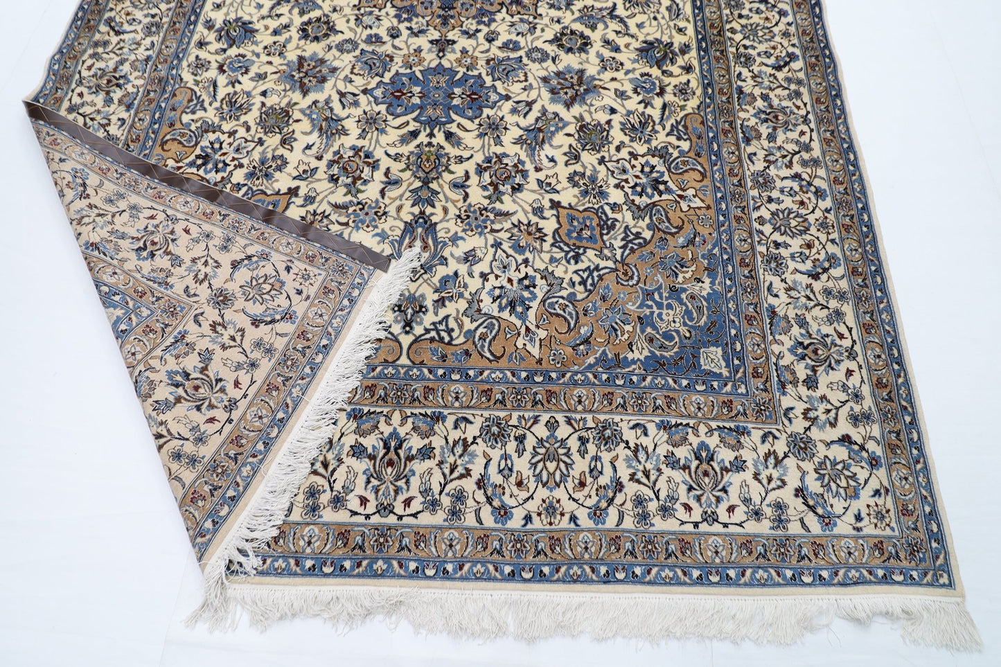 223 x 350 cm | Vintage 1990s Oriental Beige Area Rug Afghan Hand Knotted Wool carpet - ART WOOL CARPET