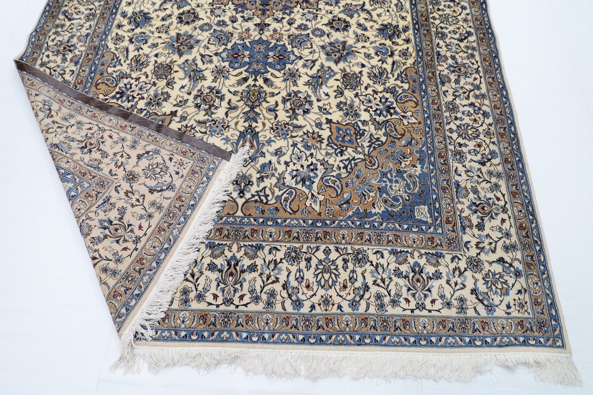 223 x 350 cm | Vintage 1990s Oriental Beige Area Rug Afghan Hand Knotted Wool carpet - ART WOOL CARPET