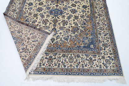 223 x 350 cm | Vintage 1990s Oriental Beige Area Rug Afghan Hand Knotted Wool carpet - ART WOOL CARPET