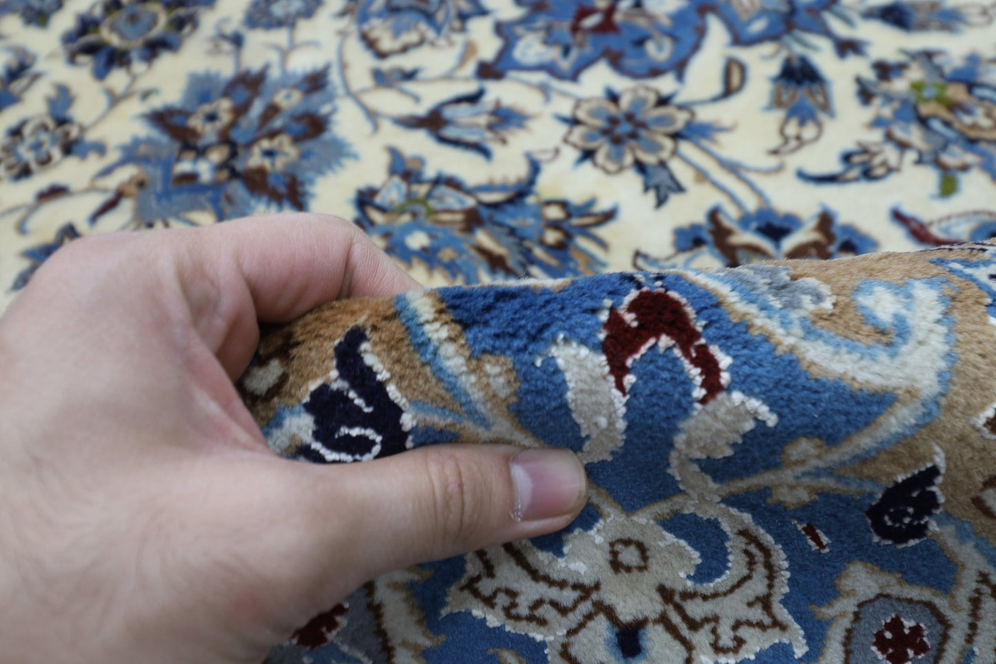 223 x 350 cm | Vintage 1990s Oriental Beige Area Rug Afghan Hand Knotted Wool carpet - ART WOOL CARPET