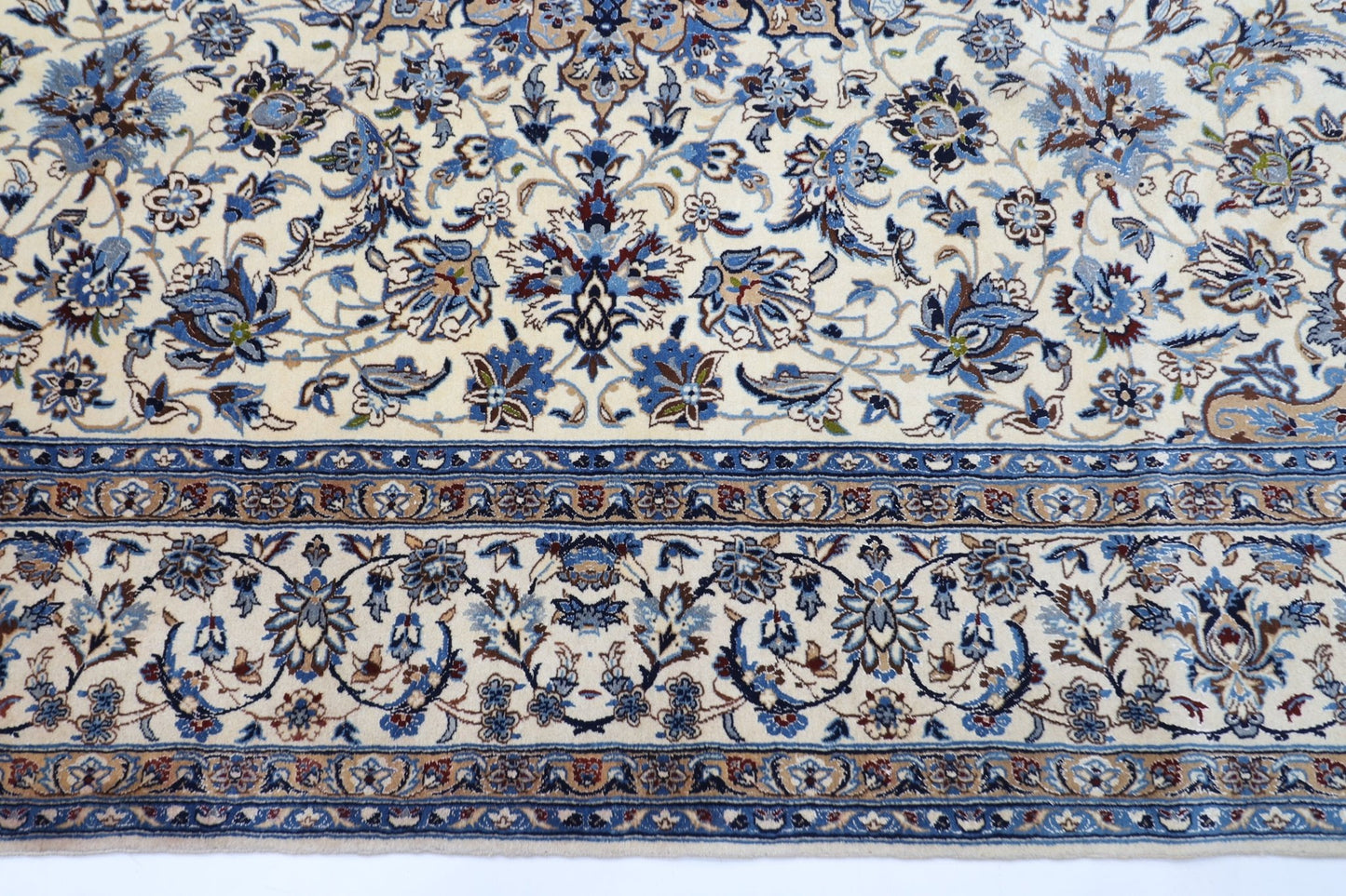 223 x 350 cm | Vintage 1990s Oriental Beige Area Rug Afghan Hand Knotted Wool carpet - ART WOOL CARPET