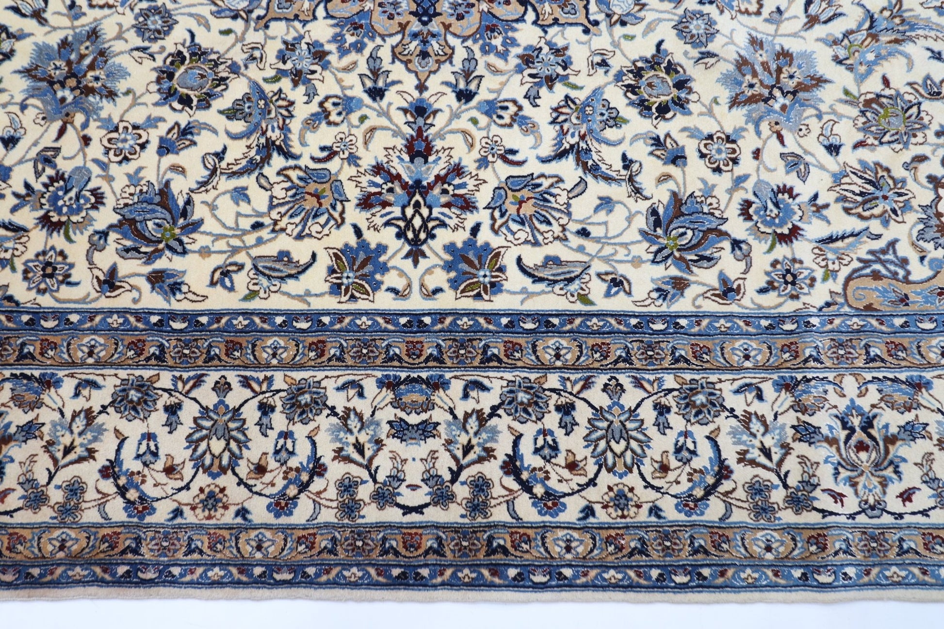 223 x 350 cm | Vintage 1990s Oriental Beige Area Rug Afghan Hand Knotted Wool carpet - ART WOOL CARPET