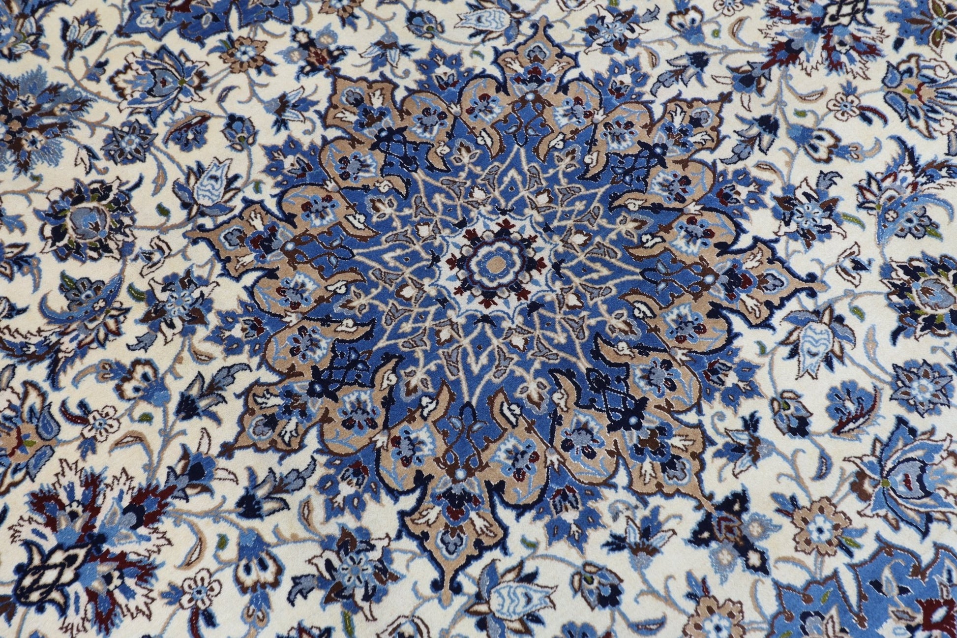 223 x 350 cm | Vintage 1990s Oriental Beige Area Rug Afghan Hand Knotted Wool carpet - ART WOOL CARPET