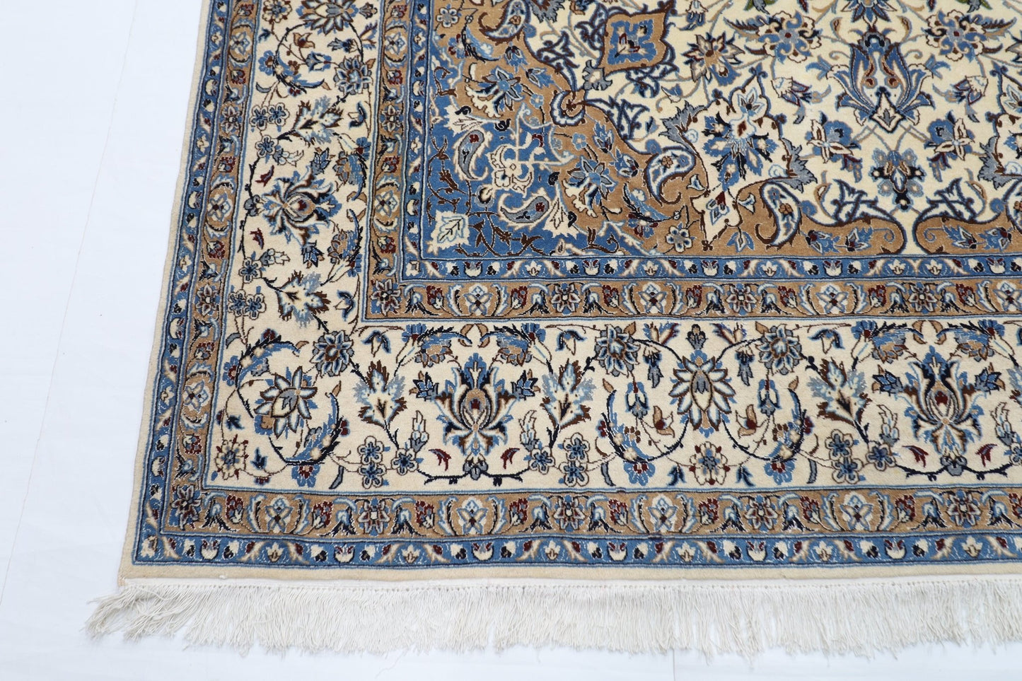 223 x 350 cm | Vintage 1990s Oriental Beige Area Rug Afghan Hand Knotted Wool carpet - ART WOOL CARPET