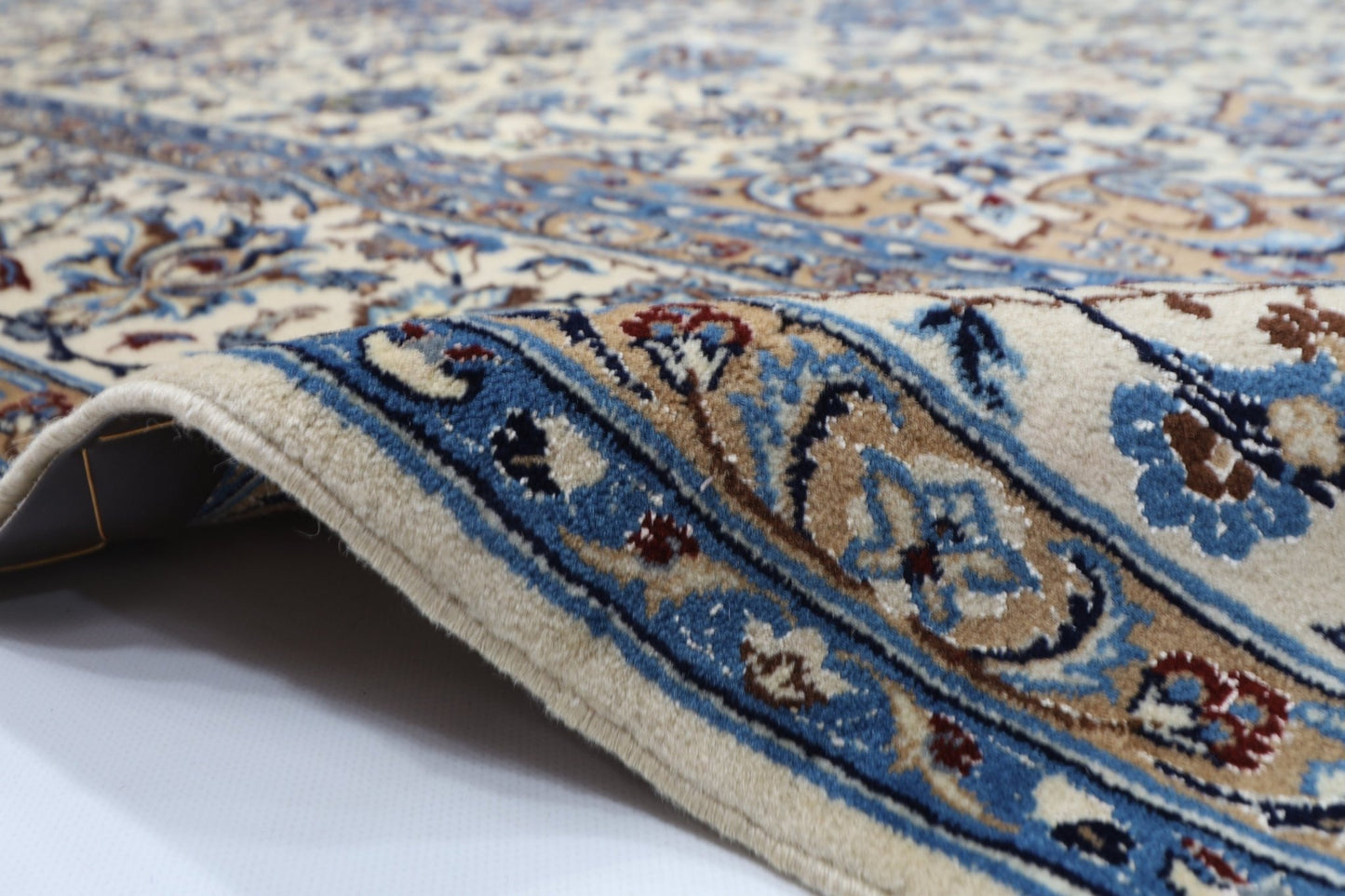 223 x 350 cm | Vintage 1990s Oriental Beige Area Rug Afghan Hand Knotted Wool carpet - ART WOOL CARPET