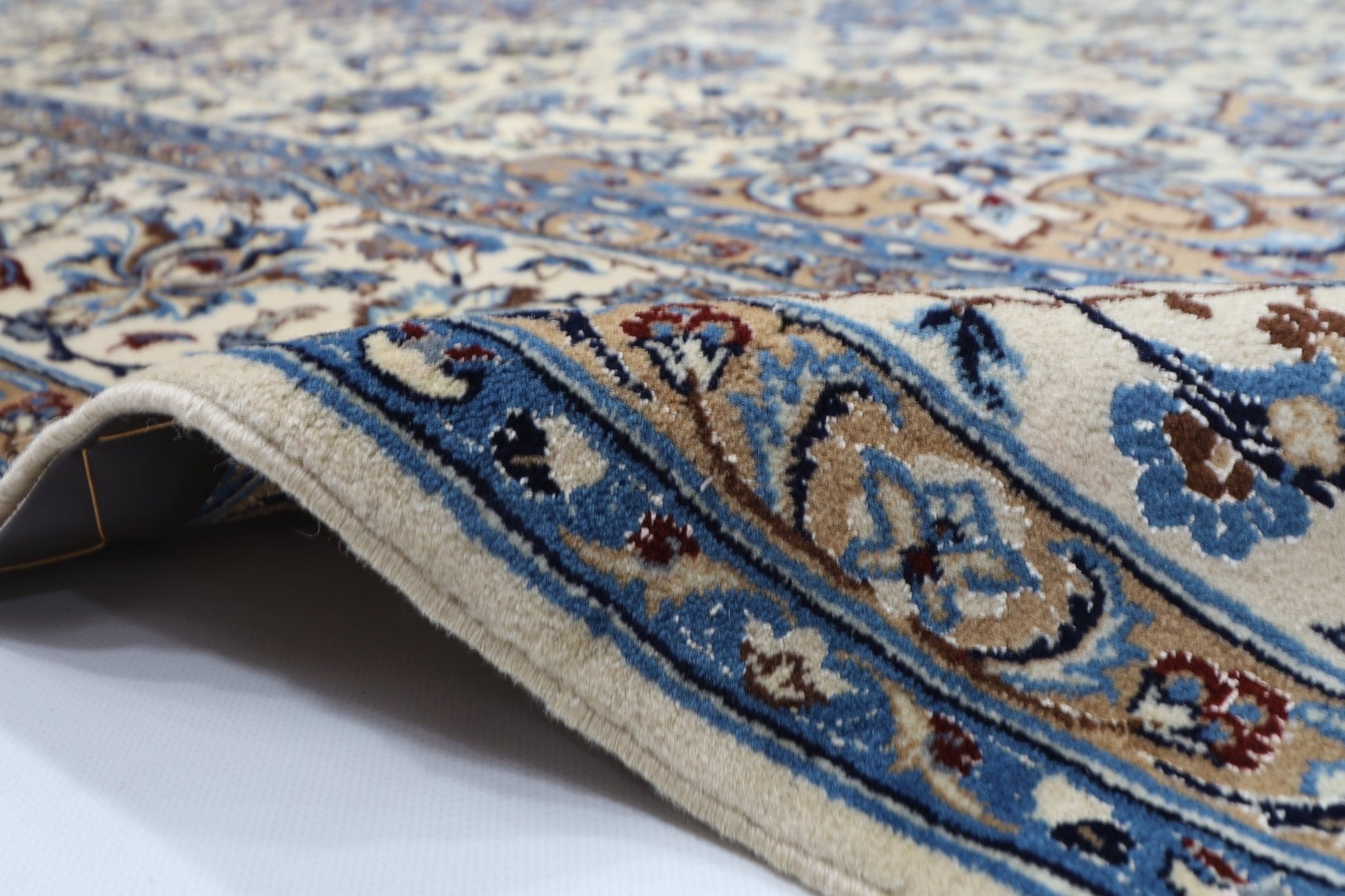 223 x 350 cm | Vintage 1990s Oriental Beige Area Rug Afghan Hand Knotted Wool carpet - ART WOOL CARPET